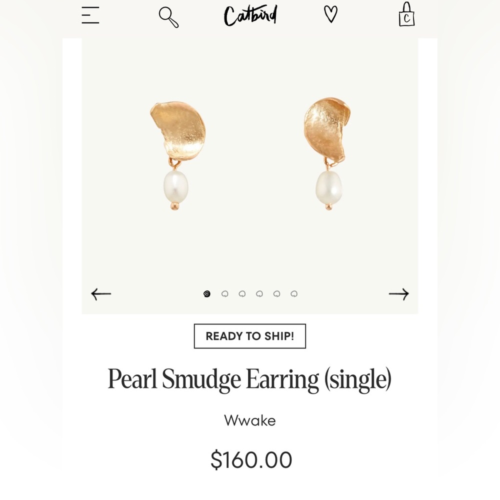 Catbird Pearl Smudge Gold Earrings